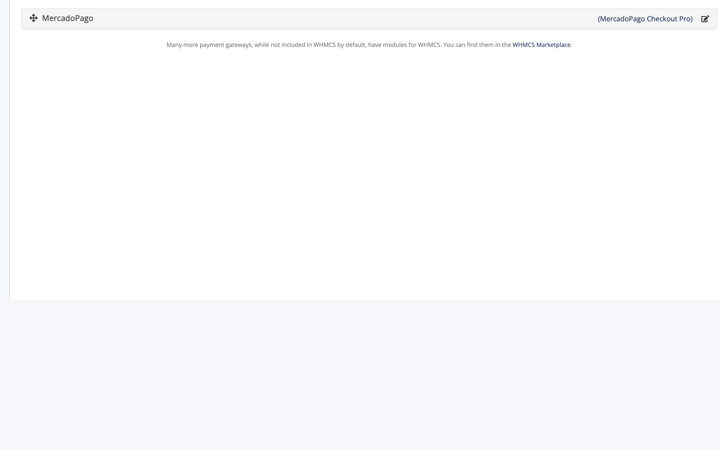 Pagina nativa de pasarelas con MercadoPago instalado y activo.
